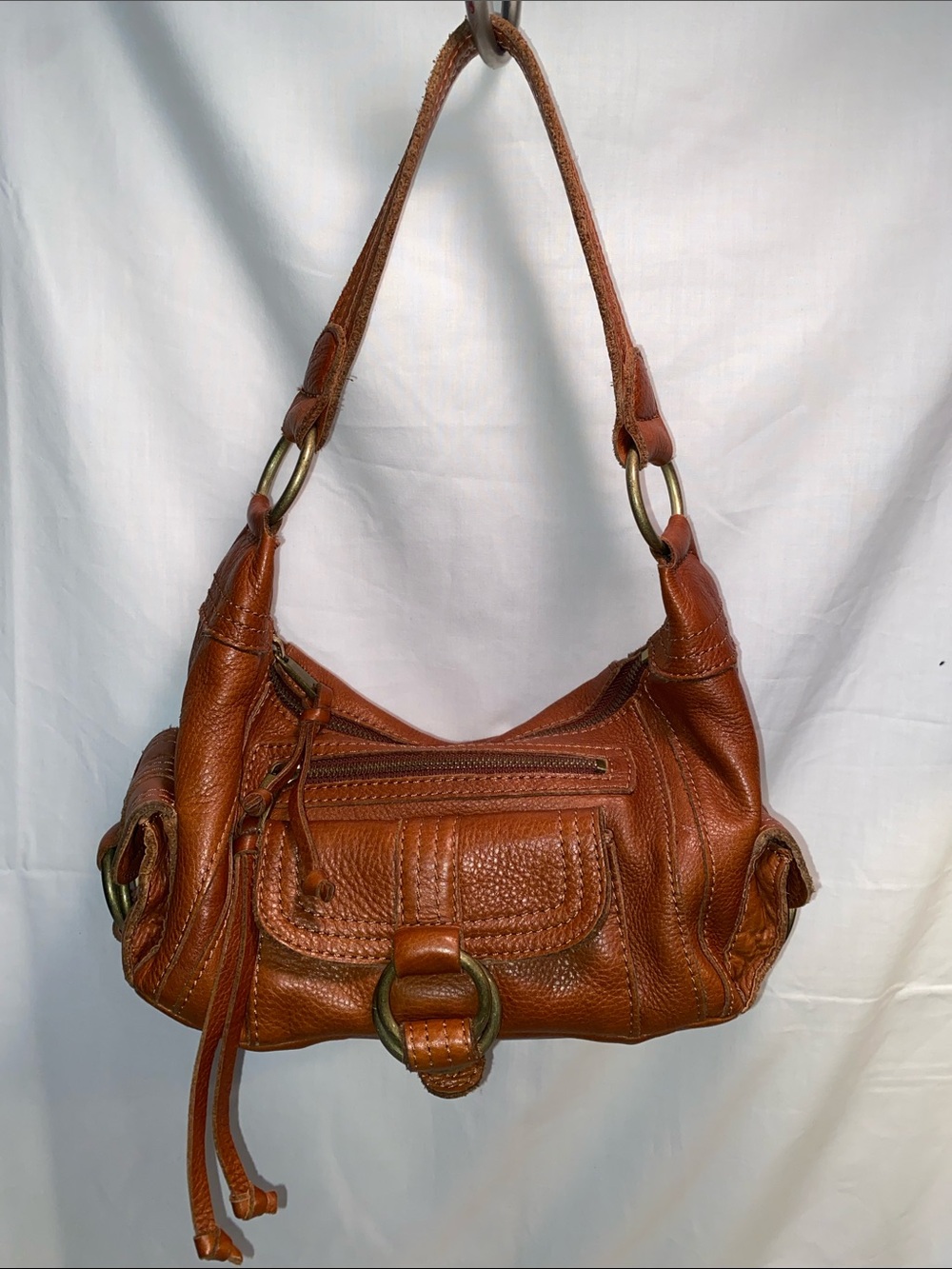 Banana Republic Cognac Brown Pebbled Leather Shoulder Bag